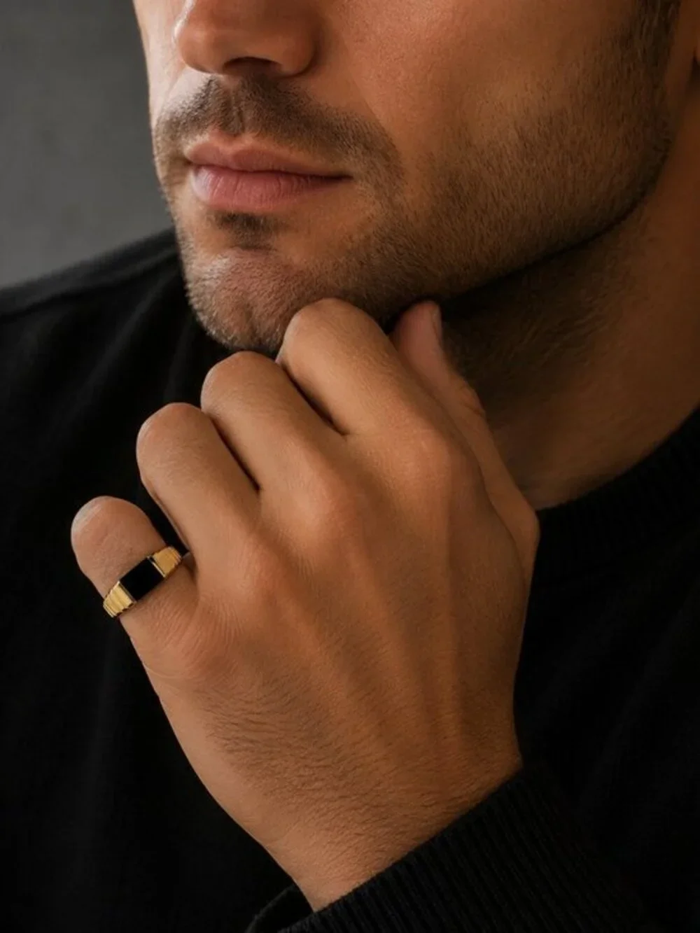 New 7mm Onyx Ring Solid 14k Yellow Gold Band Mens Ring